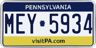 PA license plate MEY5934