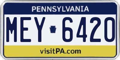 PA license plate MEY6420
