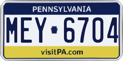 PA license plate MEY6704