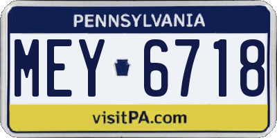 PA license plate MEY6718