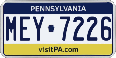 PA license plate MEY7226
