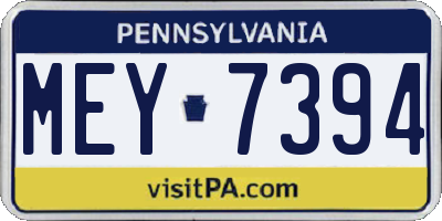 PA license plate MEY7394