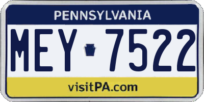 PA license plate MEY7522