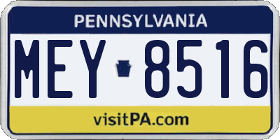 PA license plate MEY8516