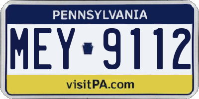 PA license plate MEY9112