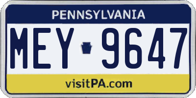 PA license plate MEY9647