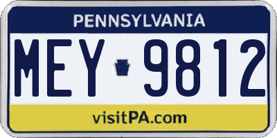 PA license plate MEY9812