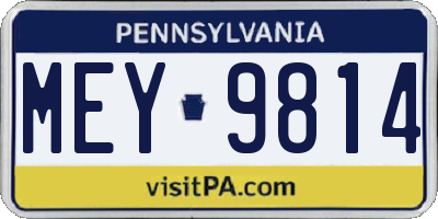 PA license plate MEY9814