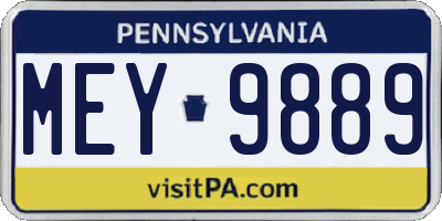 PA license plate MEY9889