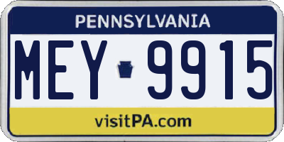PA license plate MEY9915