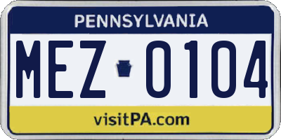PA license plate MEZ0104