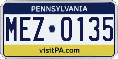 PA license plate MEZ0135
