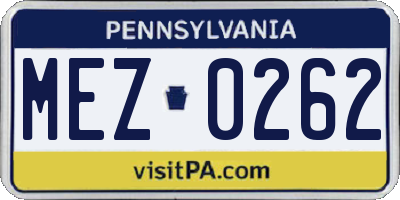 PA license plate MEZ0262
