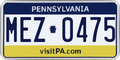 PA license plate MEZ0475