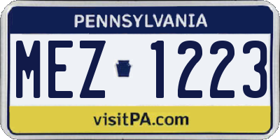 PA license plate MEZ1223