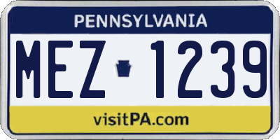 PA license plate MEZ1239