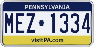 PA license plate MEZ1334
