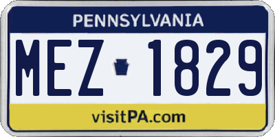 PA license plate MEZ1829