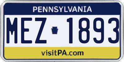 PA license plate MEZ1893