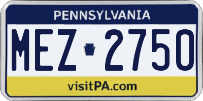 PA license plate MEZ2750