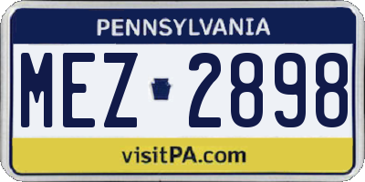 PA license plate MEZ2898