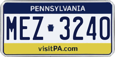 PA license plate MEZ3240
