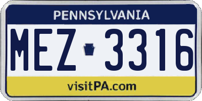 PA license plate MEZ3316