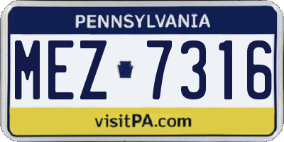 PA license plate MEZ7316
