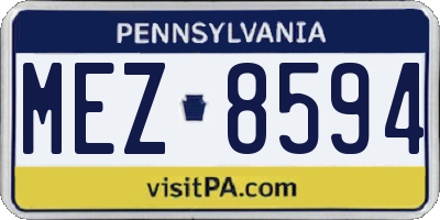 PA license plate MEZ8594