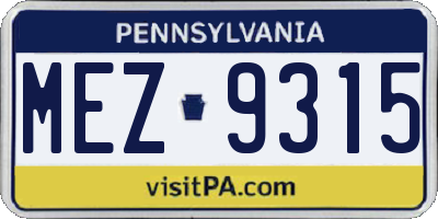 PA license plate MEZ9315