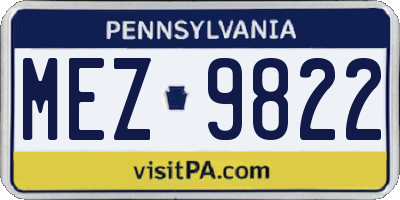 PA license plate MEZ9822