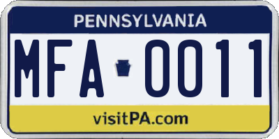 PA license plate MFA0011