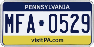PA license plate MFA0529