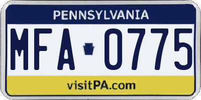 PA license plate MFA0775