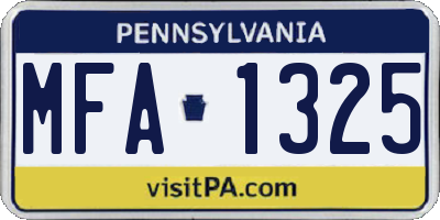 PA license plate MFA1325