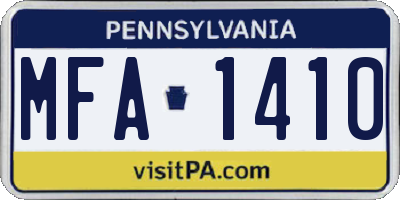 PA license plate MFA1410
