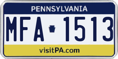 PA license plate MFA1513
