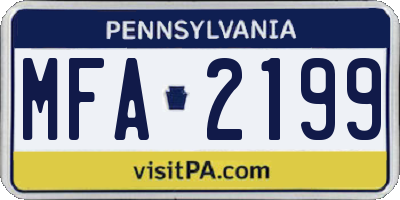 PA license plate MFA2199