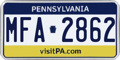 PA license plate MFA2862
