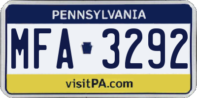 PA license plate MFA3292