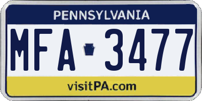 PA license plate MFA3477