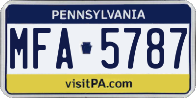 PA license plate MFA5787