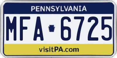 PA license plate MFA6725