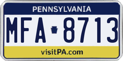 PA license plate MFA8713