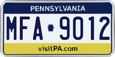 PA license plate MFA9012