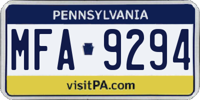 PA license plate MFA9294