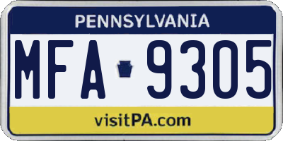 PA license plate MFA9305