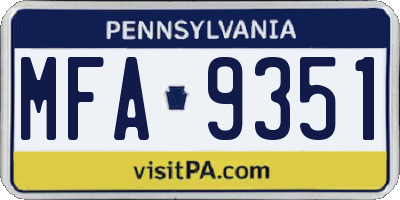 PA license plate MFA9351
