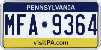 PA license plate MFA9364