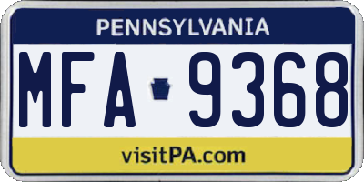 PA license plate MFA9368